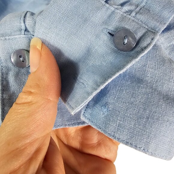 Eileen‎ Fisher Organic Linen Button-Up Shirt L Light Blue Ethical Lagenlook - Picture 6 of 9